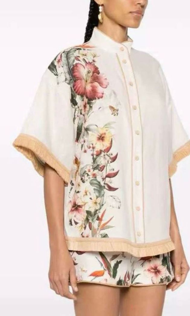 Set Short y Camisa floral rafia