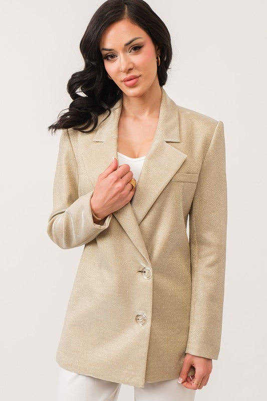 Set Pantalón y Blazer glitter Dorado