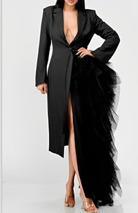 Fashion Styled Blazer dress cauda tulle Negro