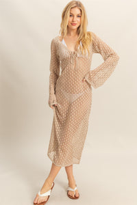 Fashion Styled Cover-up crochet manga larga Crudo