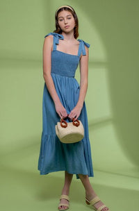 Fashion Styled Vestido tipo Denim elástico en torso