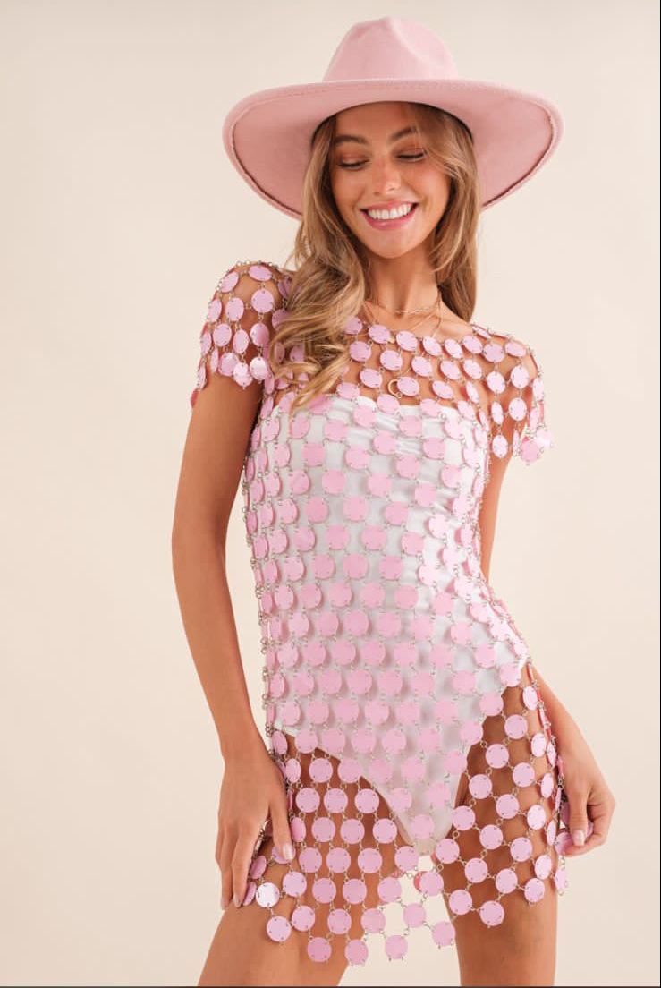 Vestido lentejuela chuncky Rosa