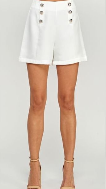 Short botones dorados Blanco