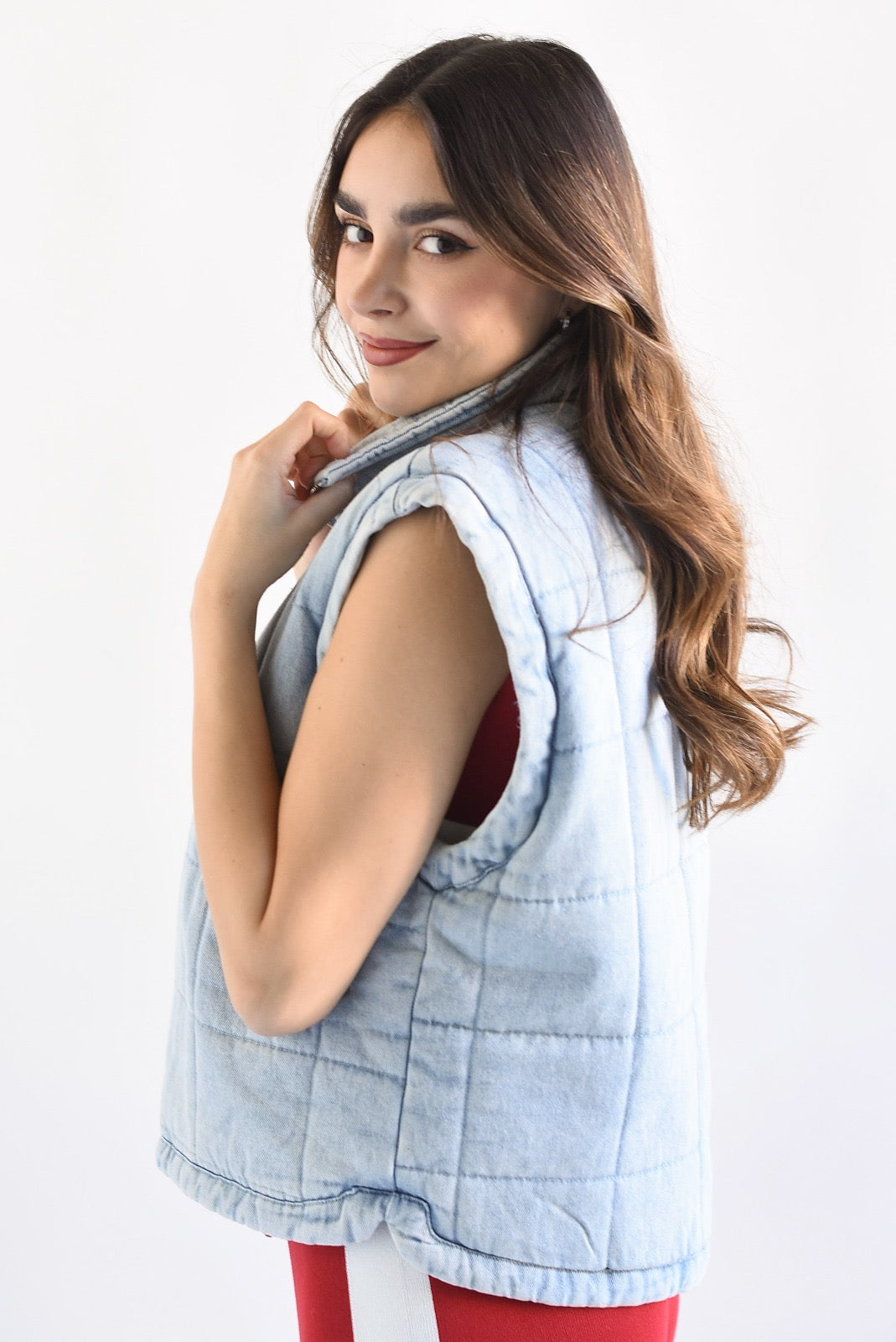 Chaleco puffer borrega Denim