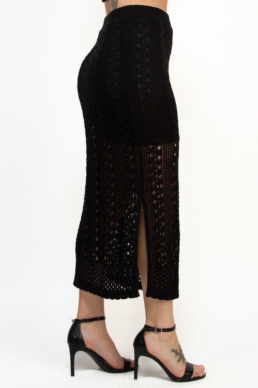 Falda crochet fondo corto Negro