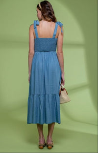 Fashion Styled Vestido tipo Denim elástico en torso