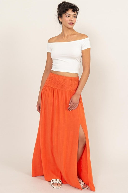 Falda boho pretina ancha Coral