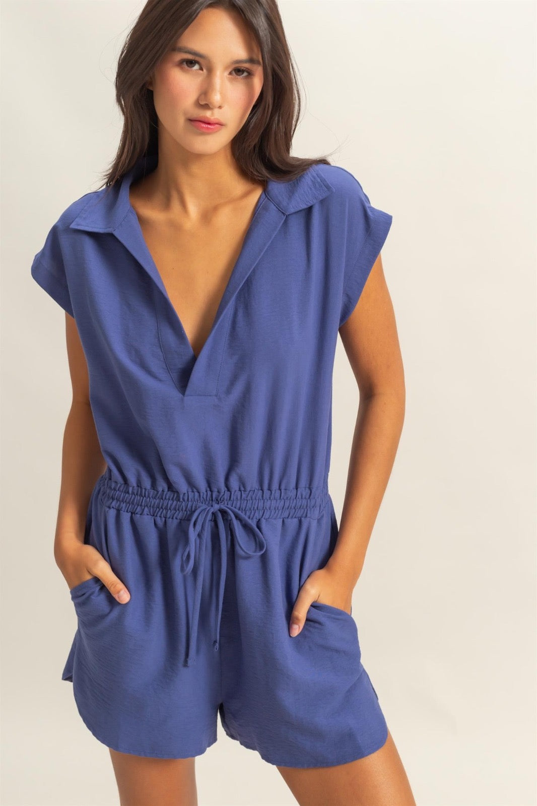 Romper cuello camisero Azul rey