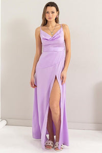 Fashion Styled Vestido lencero con cinturón Lila