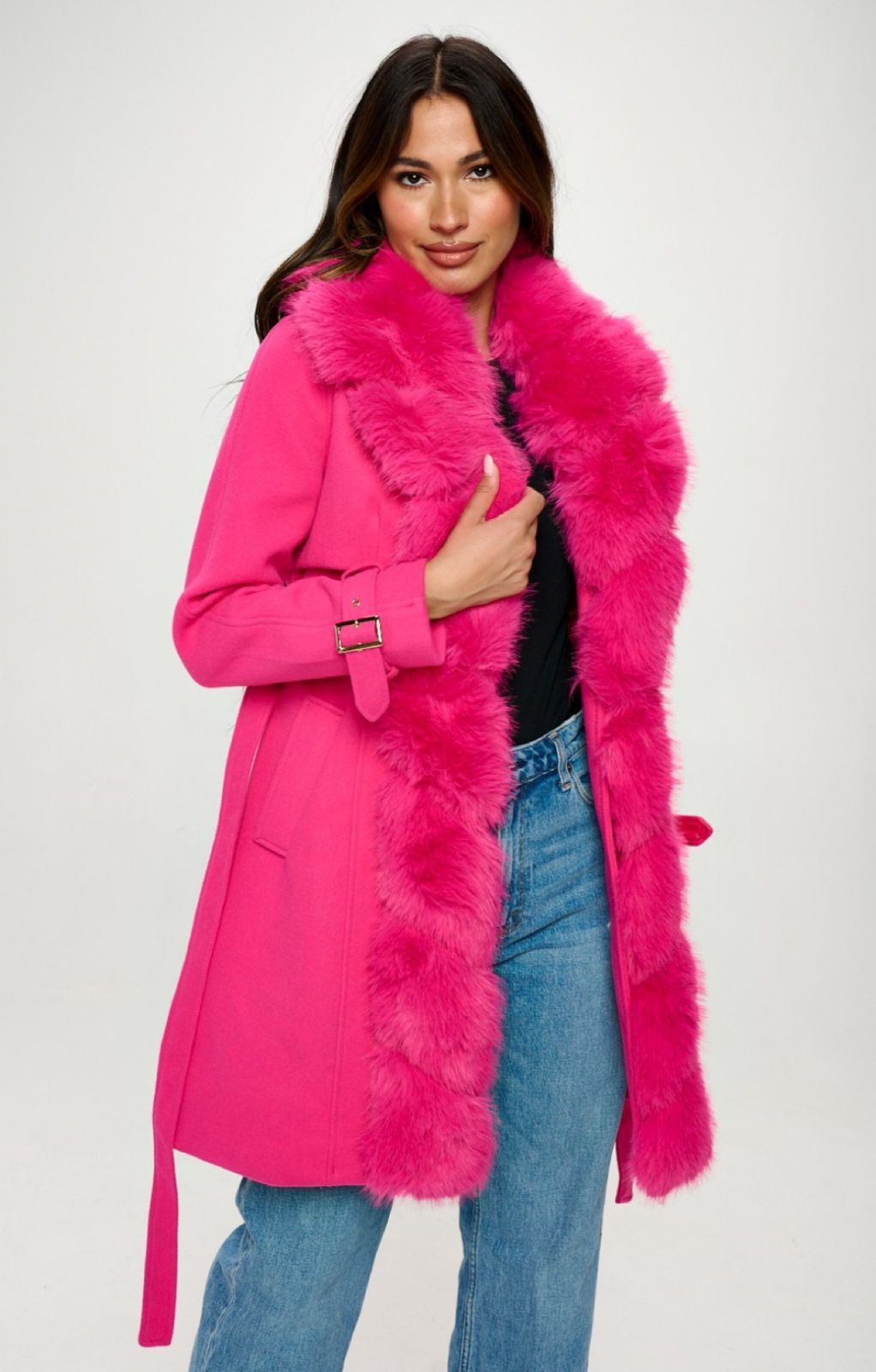 Abrigo largo cuello fur Fiusha