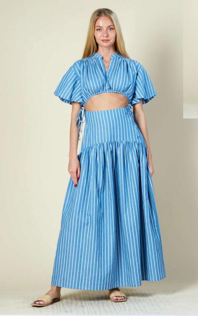 Set Falda y Top rayas Azul