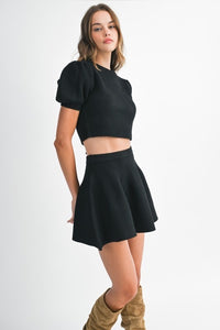 Fashion Styled Set Falda y Blusa puffy punto Negro