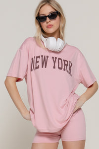 Fashion Styled Set Short y T-Shirt NEW YORK Rosa