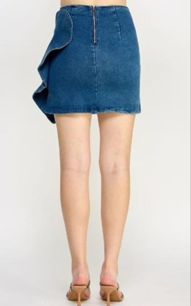 Falda mini corazón olán Denim