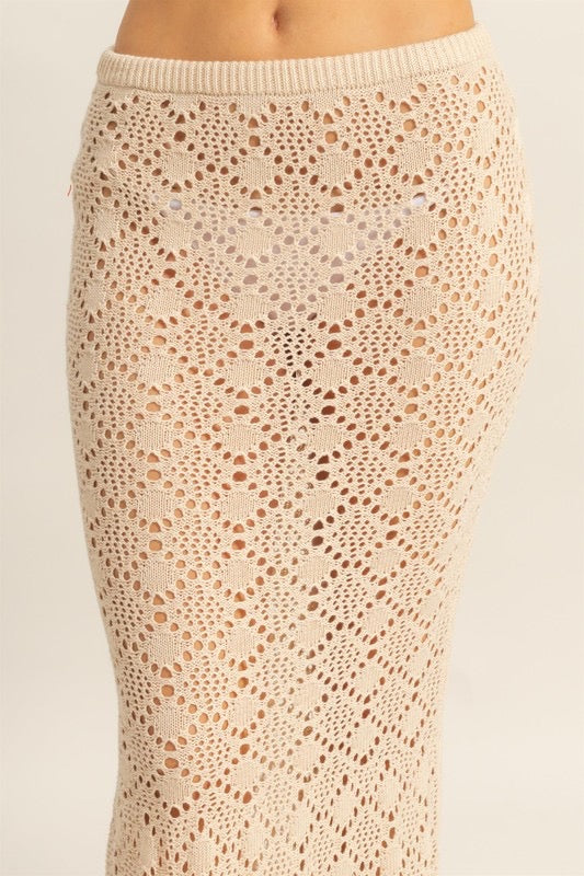Falda larga sirena crochet Beige