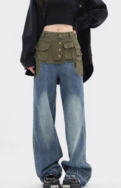 Jeans pretina cargo Verde Militar