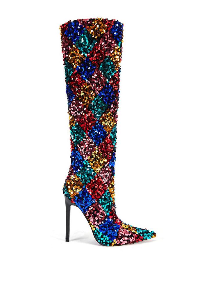 Botas Altas Lentejuela Multicolor