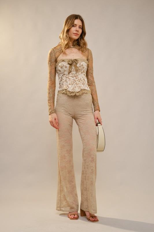 Corset flores tapiz con mangas encaje
