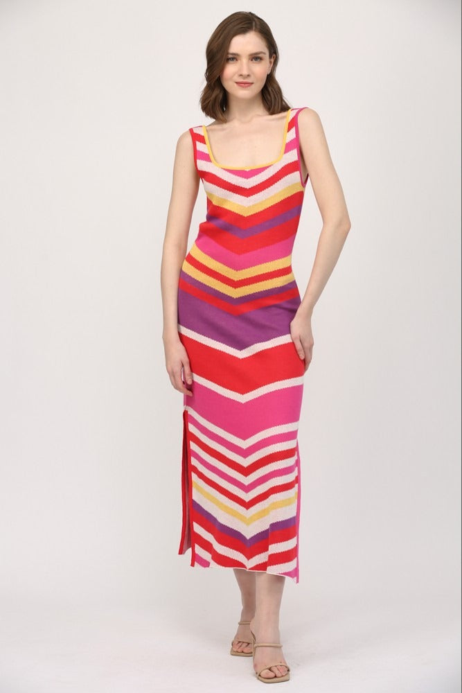 Vestido zigzag punto Multicolor