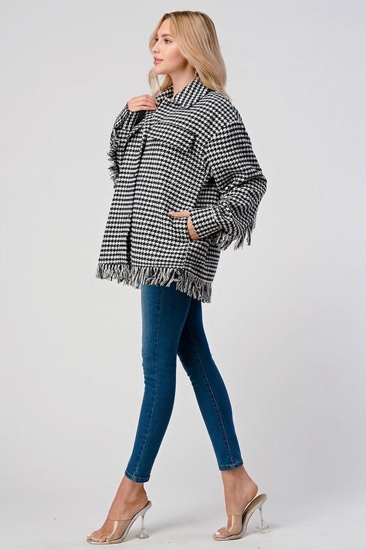 Shacket houndstooth flecos