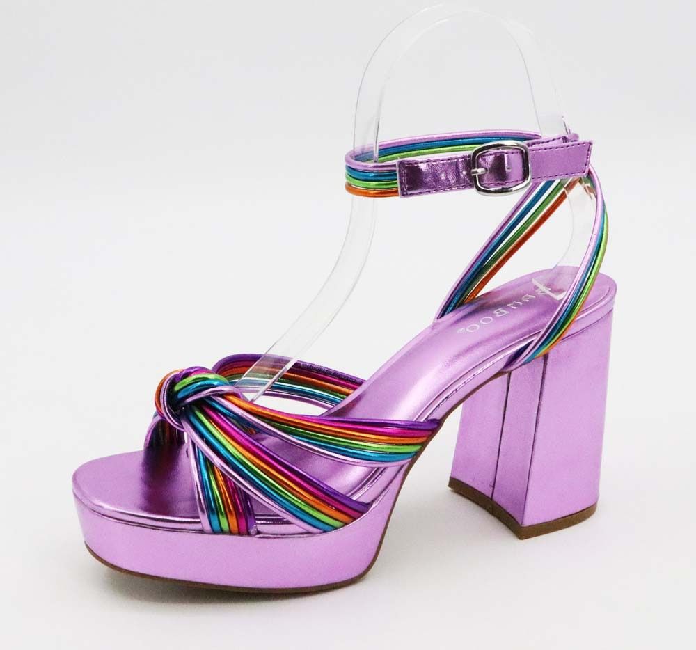 Sandalia metálica tiras multicolor Lila