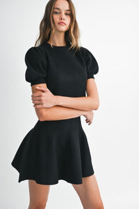 Fashion Styled Set Falda y Blusa puffy punto Negro