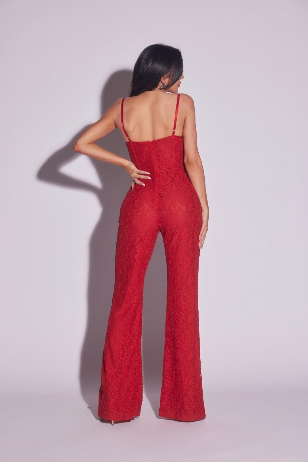 Jumpsuit corse encaje Rojo