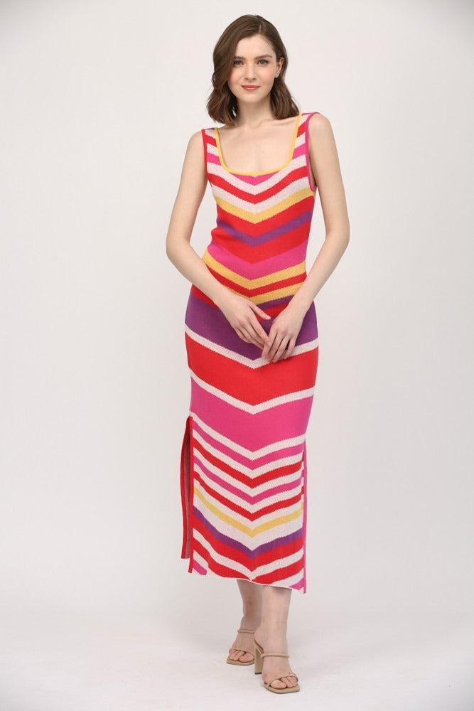 Vestido zigzag punto Multicolor