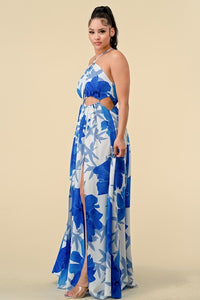 Fashion Styled Maxidress cut-out floral Azul Rey