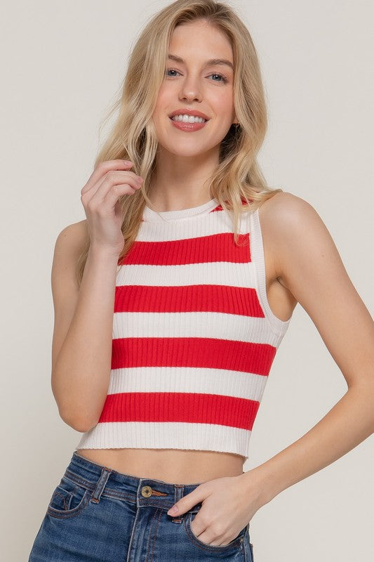 Top rayas marineras Rojo