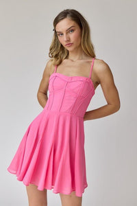 Fashion Styled Vestido corset gasa Rosa