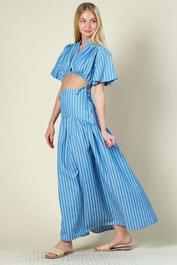 Set Falda y Top rayas Azul