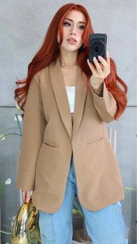 Fashion Styled Blazer bolsillos ojal Moka