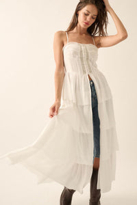 Fashion Styled Maxi blusa tira bordada olanes Blanco
