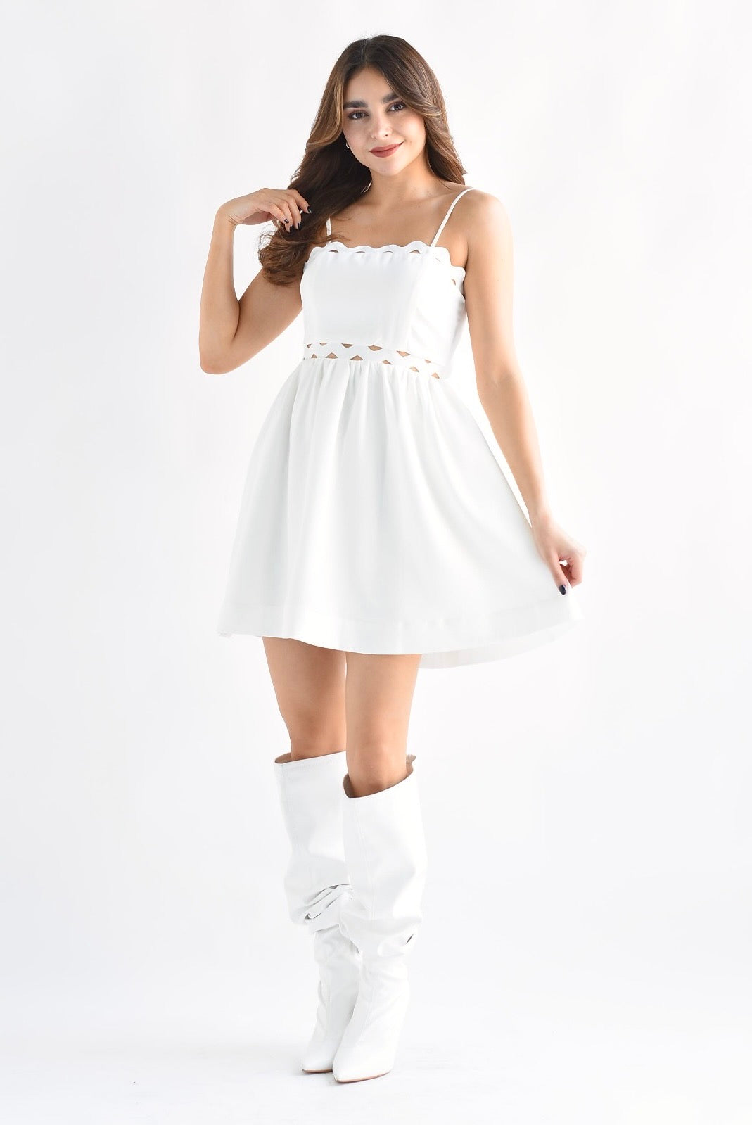 Vestido bies ondas Blanco