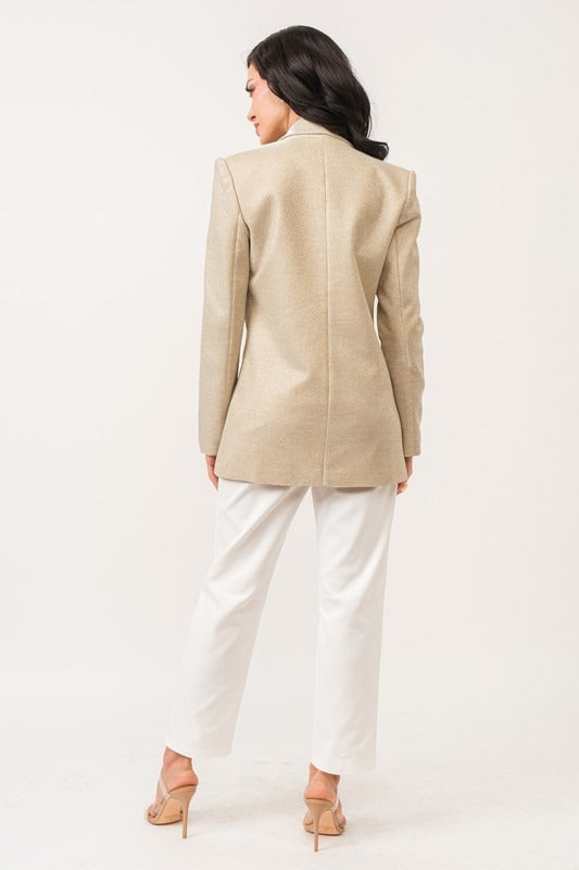 Set Pantalón y Blazer glitter Dorado