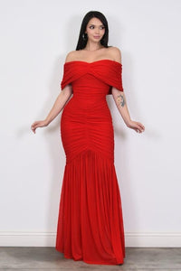Fashion Styled Vestido largo torso drapeado Rojo