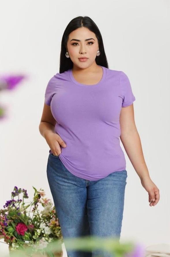T-Shirt básica larga Lila