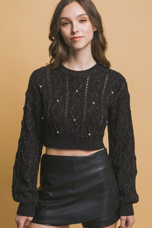 Sweater rombos brillos Negro
