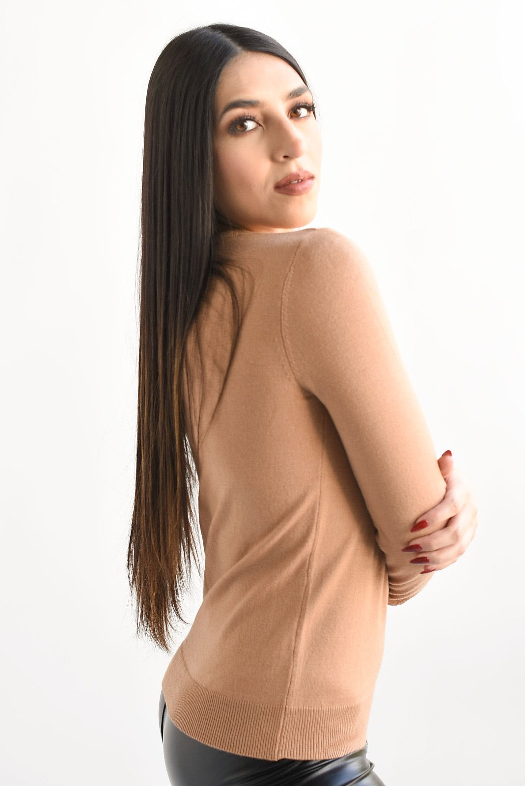 Sweater cuello redondo Camel