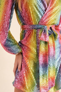 Fashion Styled Vestido envolvente lentejuela Multicolor