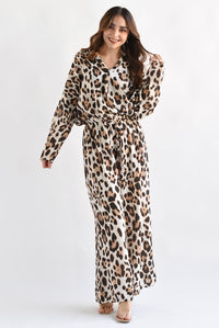 Fashion Styled Set Pantalón y Blusa lino Leopardo
