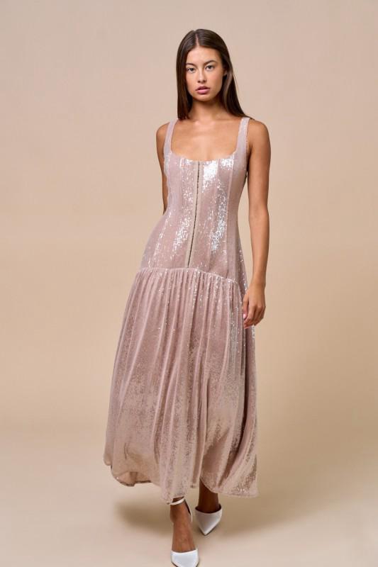 Vestido torso largo lentejuela
