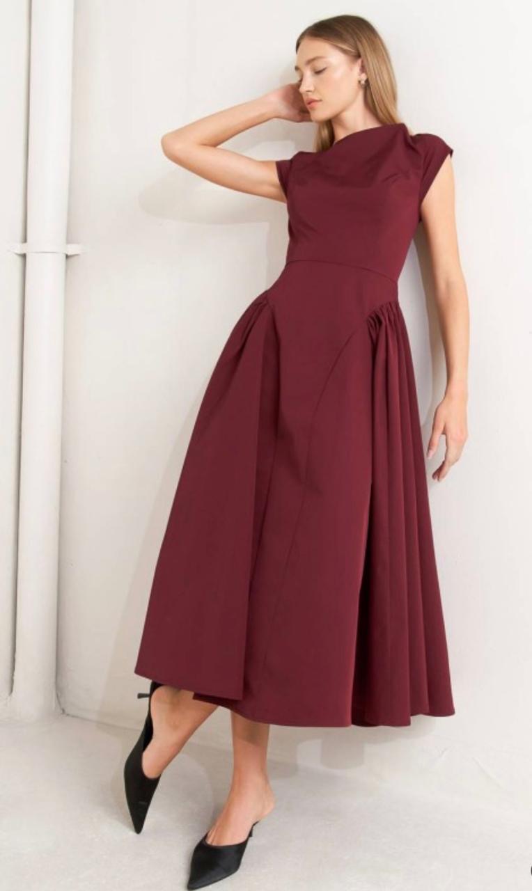 Vestido torso largo Vino