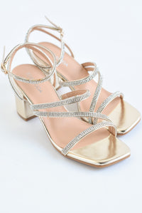 Fashion Styled Zapatilla tiras brillos Dorada