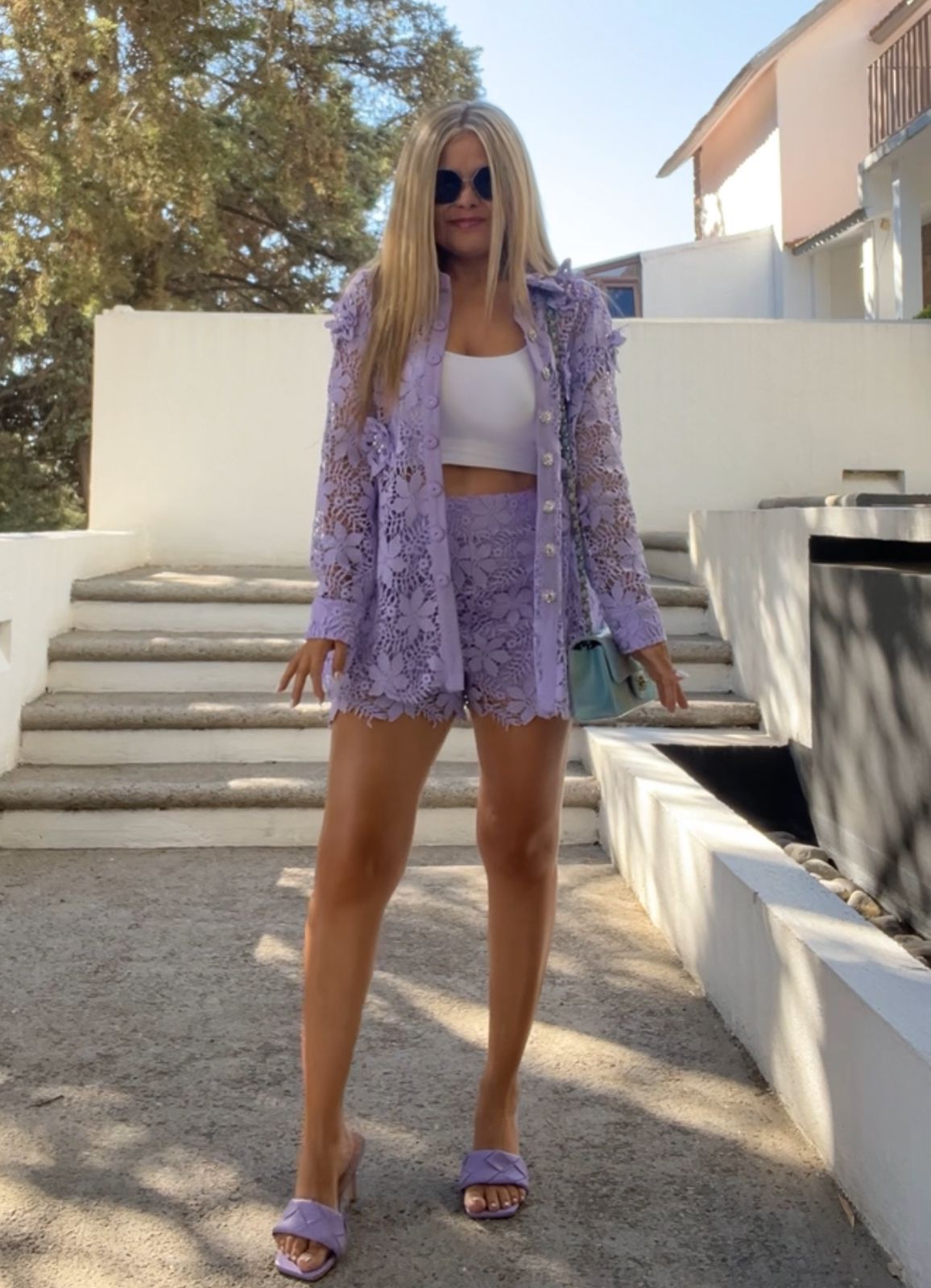 Set Short y Blusa guipur Lila