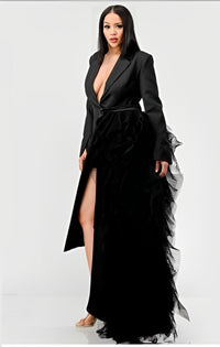 Fashion Styled Blazer dress cauda tulle Negro