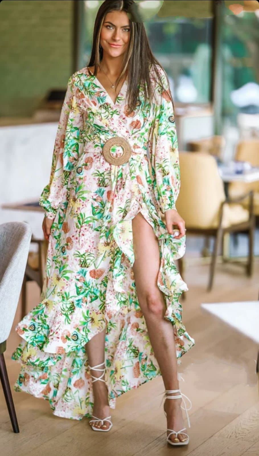 Vestido olán asimétrico Flores