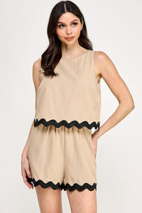 Fashion Styled Romper bies ondulado Moka