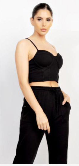 Set Jogger y Corset algodón Negro